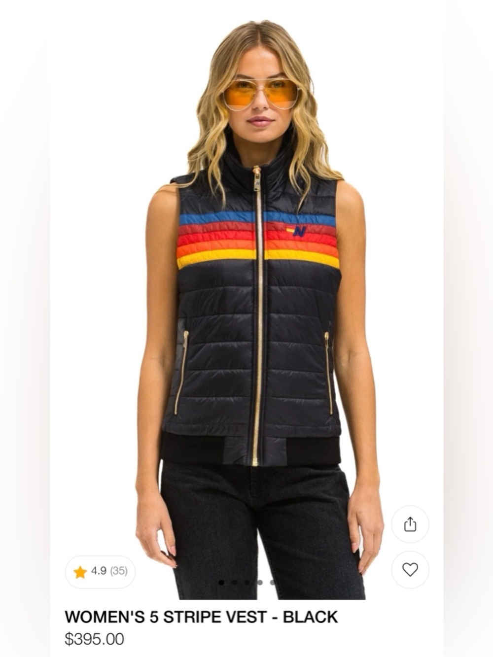 Aviator Nation Black Puffer Vest